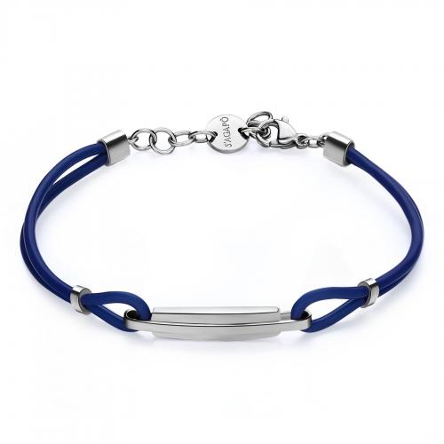 Bracciale serie Panama in acciaio e caucciÃÂ¹ blu