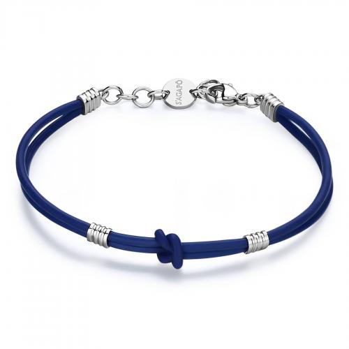 Bracciale serie Panama in acciaio e caucciÃÂ¹ blu