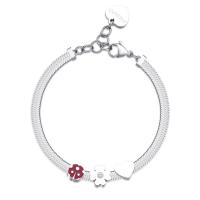 Bracciale serie Click con coccinella, fiore e cuore